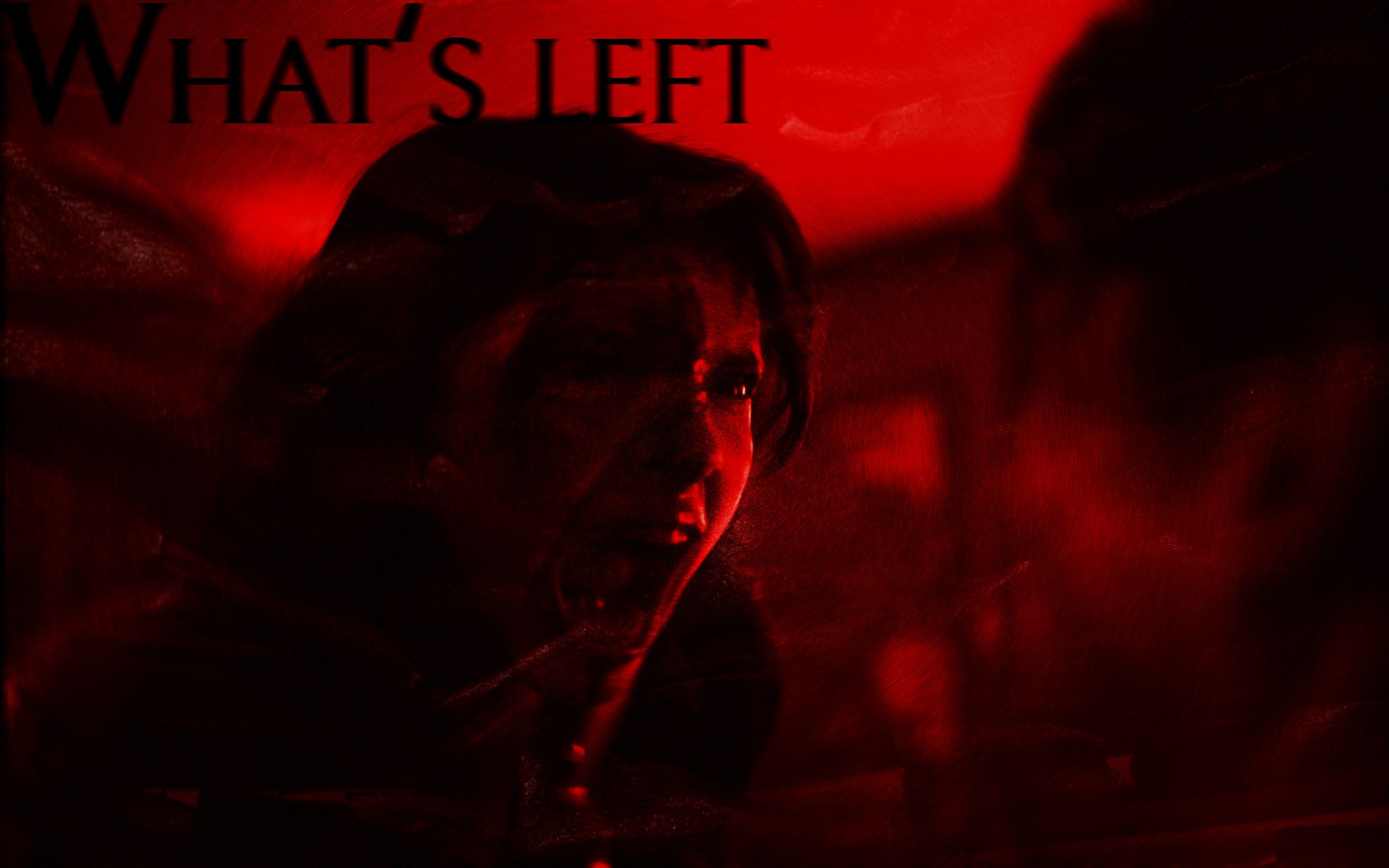 Nikki Freeman in a moody red-toned close portrait, titled 'WHAT'S LEFT.'
